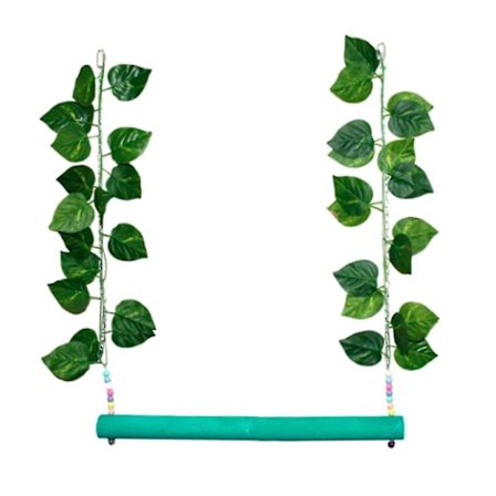 Stor hønsegung - Hønselegetøj til høns - Trægynge med stang og kunstige blade