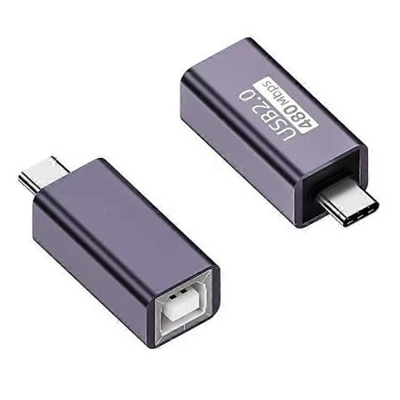 USB-B Hona till USB-C Hane Konverter Adapter 480Mbps Dataöverföringskontakt för Elektrisk Piano / Skrivare