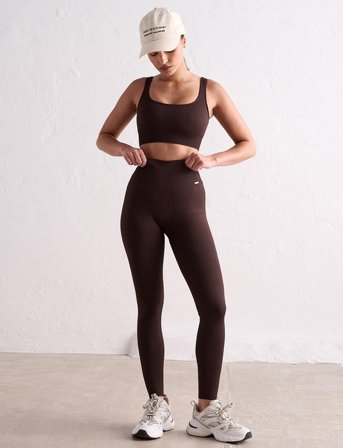 aim ́n Ribbed Seamless Tights - Brown - XL