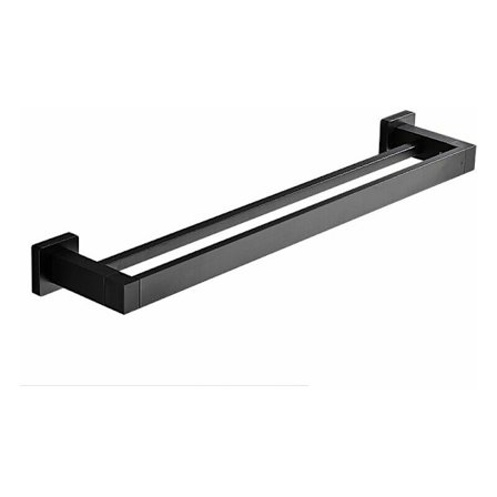 Dubbel Handdukshängare för Badrum, Svart Väggmonterad Handduksstång, Handdukshållare i Rostfritt Stål - 40cm