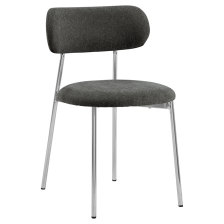 Halo Esszimmerstuhl, Chrom | Stoff, Dunkelgrau, Modernes Design, Einfarbig, Gepolsterte Sitzfläche, Stabiles Metallgestell, Höhe 78cm