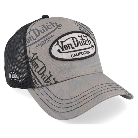 Von Dutch - Grå trucker Caps - Oval Patch Black/Grey A-Frame Trucker @ Hatstore