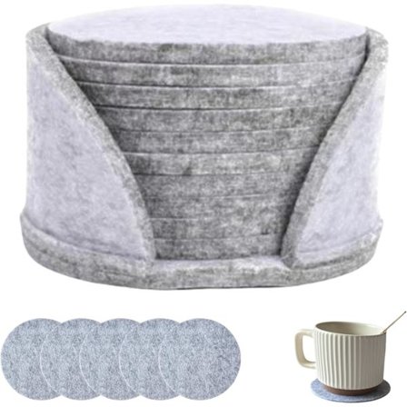 Absorberende Filtbrikker, Runde, Lys Grå, med Oppbevaringsetui for Filtbrikker, 1 Sett (10 stk)