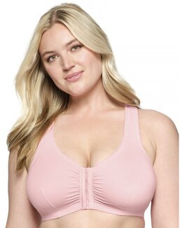 Framknäppt mjuk-bh i bomull Rosa - 80BCD - Glamorise