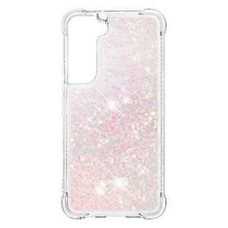 Blødt TPU Gennemsigtigt Cover Flydende Kviksand Glitter Sødt Telefoncover Kompatibelt med Samsung Galaxy S22 Plus (Pink)