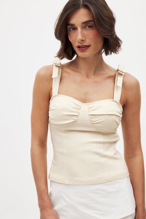 NA-KD Tie Shoulder Corset Top - Ærmeløse toppe - Beige - EU 40