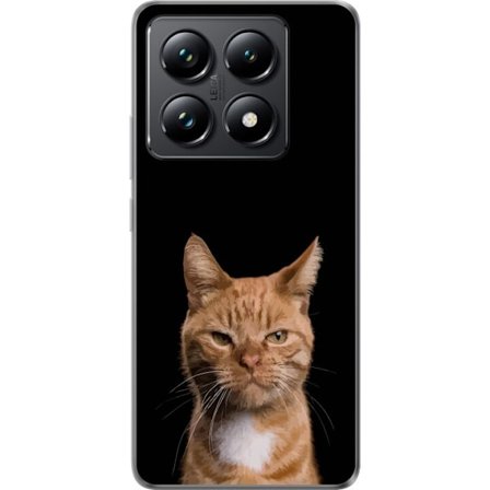 Kompatibelt Mobilskal till Xiaomi 14T Pro Närbild av orange katt mot svart bakgrund, uttrycksfull blick och hög kontrast som ger minimalistisk men s