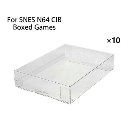 10 stk. gennemsigtig PET-plastboksbeskytteretuihylster til SNES N64 Cib-boks med spilpatroner