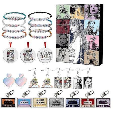 Ny 2024 Jul Taylor Swift-tema Adventskalender, 24 dager Jul Nedtelling Blind Box Armbåndsett Tilbehør