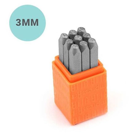 Sans Serif prægningsstempler 3 mm - IMPRESSART - Æske med 9 - Til børn fra 4 år