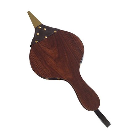 Blåsebelg, peisblåser, manuell peisblåser i tre, støpejernsdyse med ledning for peis, grill, utendørs camping (brun)