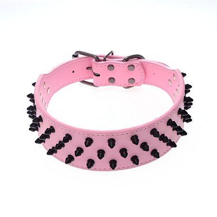 Dogs Kingdom Läder Svart Spetsigt Nitat Hundhalsband 2" Bred, Boxerhalsband