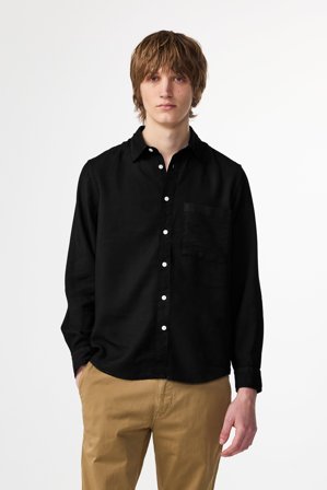 NN07 Asher Shirt male Black LENZING ECOVERO Viscose