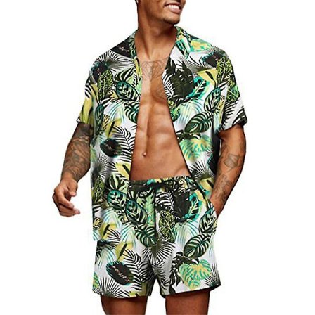 Herre Hawaii Blomster Skjorter Korte Bukser Sæt Sommer Strand Ferie Casual Kortærmet Toppe + Shorts Outfit