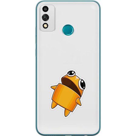 Kompatibelt Mobildeksel til Honor Honor 9X Lite Orange tegnet figur med store øyne og dynamisk posisjon i leken stil