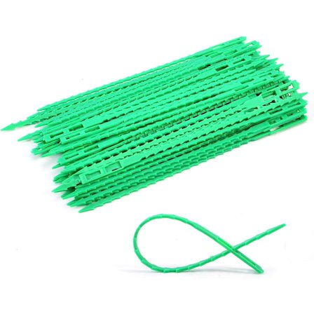 100 stk tomatplanter, justerbare plantebånd og støtte kabelklemme, plastbånd (17 cm)