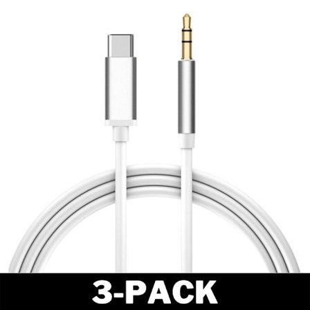1M Stilren USB-C till AUX 3.5mm Kabel Silver