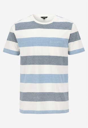 Cellbes of Sweden - T-skjorte med brede striper Johannes i blå / stripete for menn i størrelse M