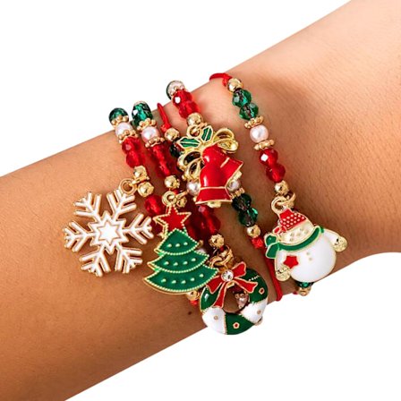 5-pack Söt Julserie Snöflinga Träd Hänge Kristall Armband