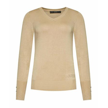 Guess V-neck Knitwear , Beige , Dames , Maat: M Truis