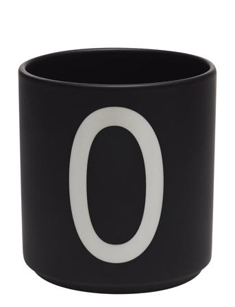 Black Porcelain Cups A-Z Black Design Letters