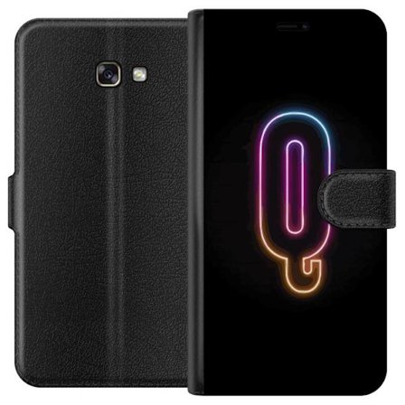 Kompatibelt Lommeboketui til Samsung Samsung Galaxy A3 (2017) Minimalistisk neonbokstav Q i skinnende farger mot mørk bakgrunn
