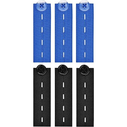 Knappforlengere for bukser, 6 stk belteforlenger for jeans og bukser, svangerskapsknapper livbelteforlenger for gravide kvinner menn svart mørk