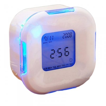 Multifunktionell väckarklocka LED digital klocka kalender termometer display klocka (vit)
