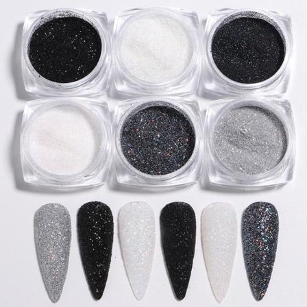 6 stk negleglitter glitter, negledekorasjon flerfarget