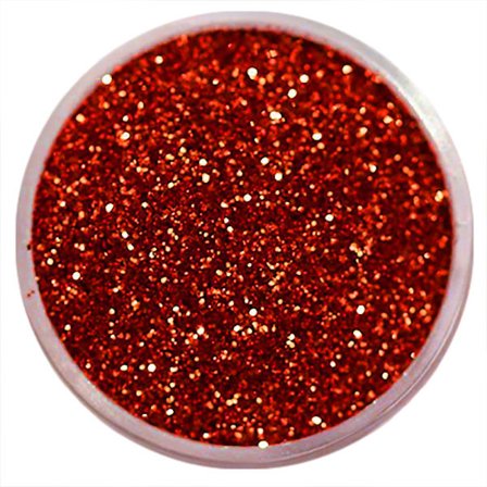 Negleglitter - Finkornet - Rød - 8ml - Glitter
