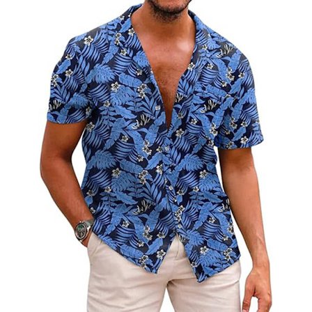 Herr Hawaiian Skjortor Kortärmad Casual Button Down Tropisk Strandskjorta