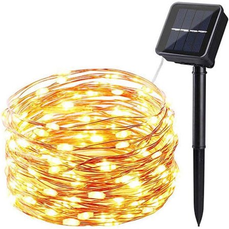 20M 200 LED Solcellelysslynge Utendørs Vanntett Kobbertråd Lysslynge 8 Blinkende Mønstre LED Juletrelys Varmhvit—maks