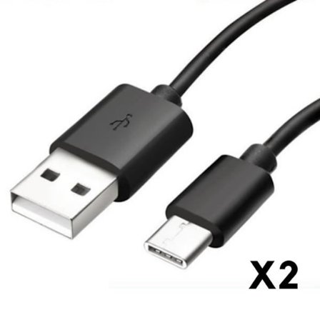 USB-C kabel til Oppo Find X2 Lite - Find X2 Neo - Find X2 Pro - USB-C Type Sort 1 Meter [LOT 2] Phonillico