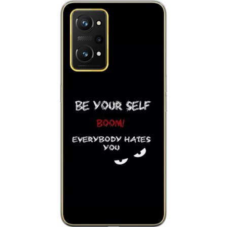 Yhteensopiva Puhelinkuori Realme GT Neo 3T Tumma minimalistinen tekstillustraatio ironisella viestillä ja uhkaavan silmien mustalla kontrastilla