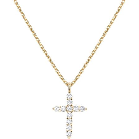 14K Guldpläterat Halsband med Kors | Korshänge | Dam Guld Halsband-XF4-