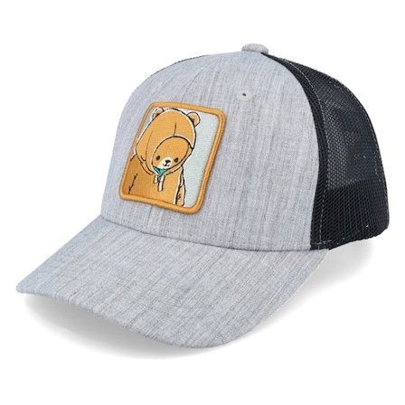 Kiddo Cap - Grå trucker Keps - Kids Smiling Teddy Heather Grey/Black Trucker @ Hatstore