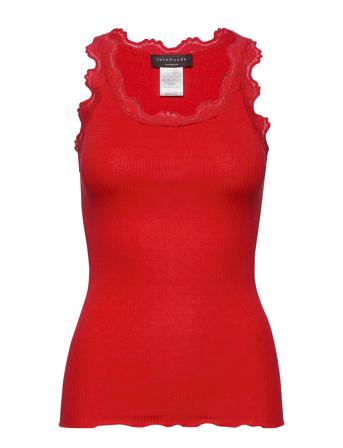 Silk Top W/ Lace T-shirts & Tops Sleeveless Rød Rosemunde*Betinget Tilbud