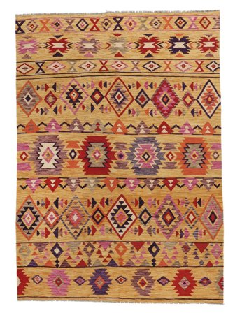 Oriental Kilim Afghan Old Style Rug 177X245 Brown/Dark Red Wool, Afghanistan