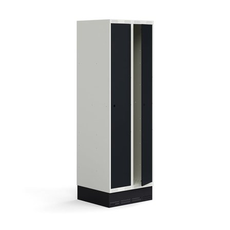 Student locker ROZ, 2 modules, 2 doors, incl. base, 1890x600x550 mm, anthracite