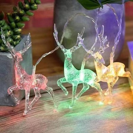 Jouluvalot Poronauhavalot, 10 jalkaa 20 LED Hirvi Nauhavalot Paristokäyttöiset Sisä- ja Ulkojoulukoristeet, Lomapallovalot