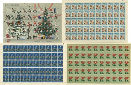 Danmark 1946-1968 - Samling af julemærkeark - Postfrisk