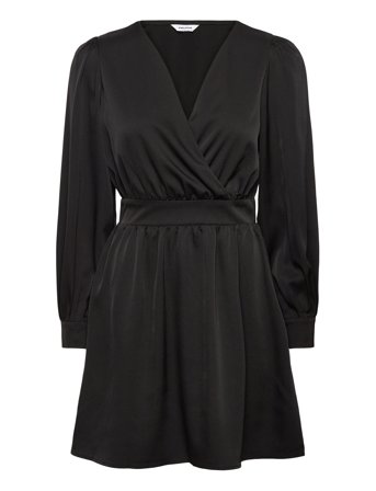 Wrap Satin Dress Black Bubbleroom