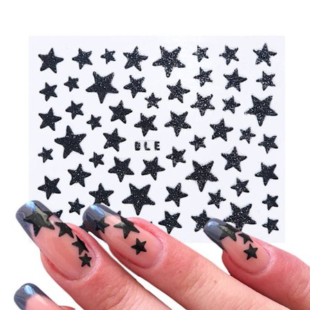5 st Nail Stickers 3D Nail Stickers Färgglada Stjärnor Glitter Skinande Dekoration DIY Självhäftande Nail Art