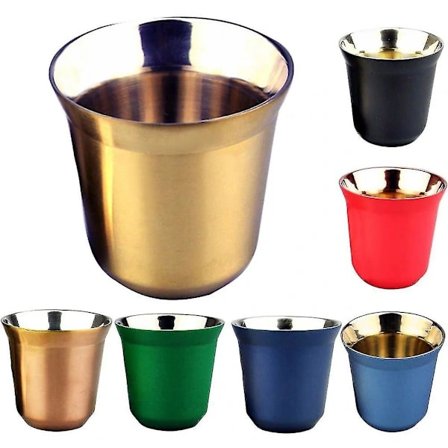 80 ml dobbeltvægget espressokop i rustfrit stål, isoleret Nespresso Pixie kaffekop, kapselformet sød termokop, kaffekrus BY