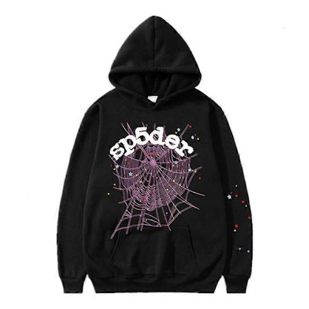 Grafisk hettegenser med edderkoppnett for menn, oversized hettegenser i bomullsblanding