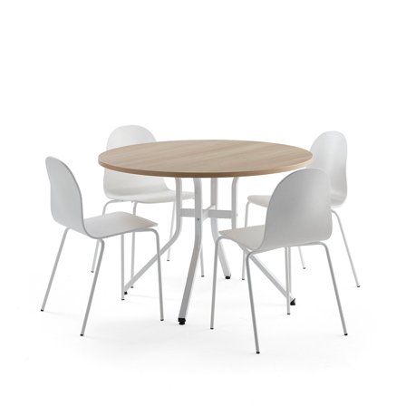 Möbelset VARIOUS + GANDER, Tisch und 4 Barstühle, weiß