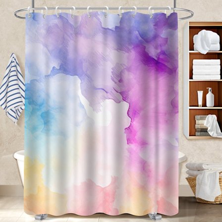 Vandtætte bruseforhæng til badeværelse, krøllebestandig tie-dye forhængsforing til skydedørsskinner