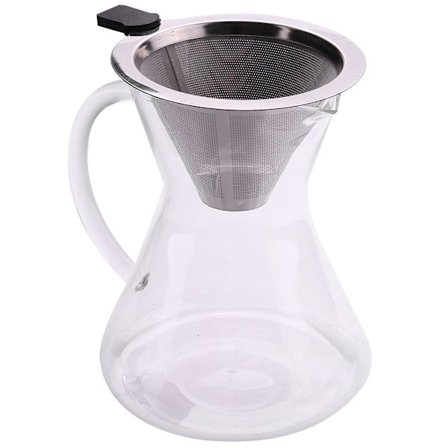 400 ml Häll över kaffebryggare dropp förtjockad glasbehållare manuell percolator rostfritt stål kaffefilter