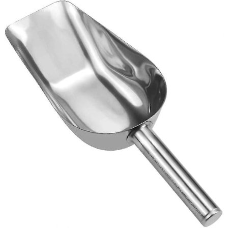 Isskje i rustfritt stål, matskje, godteriskje, trapesformet universal skje, lekkasjesikker