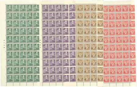 Danmark - AFA 229-232 postfrisk i arkdele med 50 frimærker